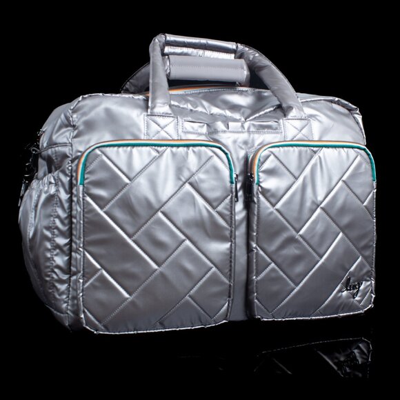 Lug Drifter Quilted Silver Tote Bag With Double Zipper Closure & Multi-Pockets - Picture 1 of 12